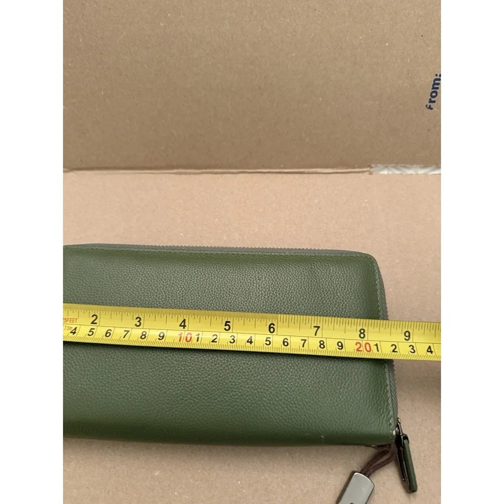 Bveyzi Leather Wallet CardHolder Ziparound Wristlet Green‎ RFID Blocking